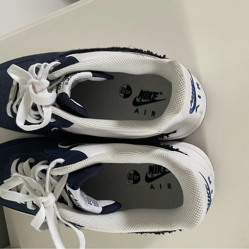 Mens Size 12 Royal Blackened Blue White Nike Air Force 1 Low Game Leather Shoes - Picture 6 of 9
